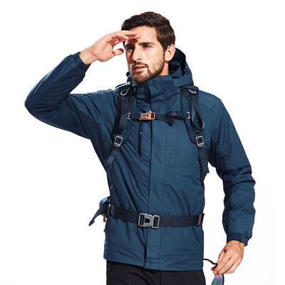 

Camel brand outdoor jacket two-piece three-in-one jacket waterproof warm P7W270706 iron gray blue ink blue  male