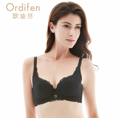 

Ou Difen thin section bra lace bra thin section sexy underwear women gathered bra XB7310 black 3475D