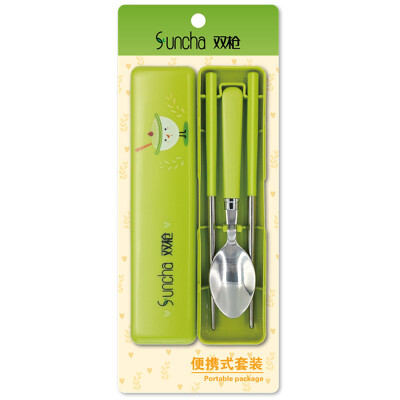 

Suncha portable chopsticks travel chopsticks spoon set student portable tableware stainless steel chopsticks spoon