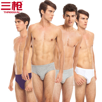 

Three Guns Mens Cotton Underwear Soothing Cotton Mens Briefs 4pcs Light Gray Ash Light Gray White Purple