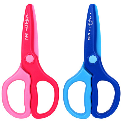 

Deli child safety scissors student plastic cutting scissors color random 6067