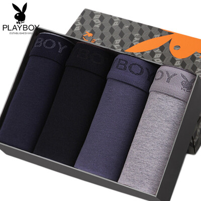 

Playboy Men&39s Underwear Pure Cotton Waist Panties Men&39s Boxer Shorts 4 Gift Box Multi-color L