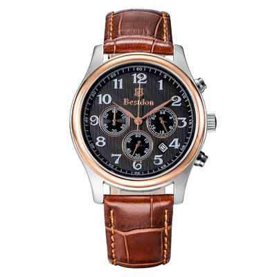 

bestdon bd9918g мужской модной водонепроницаемые часы с запястья кварца три небольших циферблатов (черного золота + + браун)