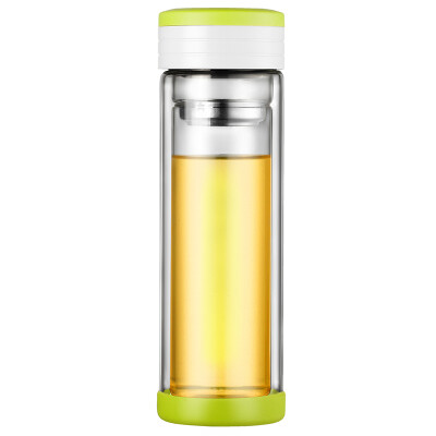 

【Jingdong supermarket】 green beads lvzhu 300ml creative double-layer tropical tea filter transparent office straight glass B652 red and black