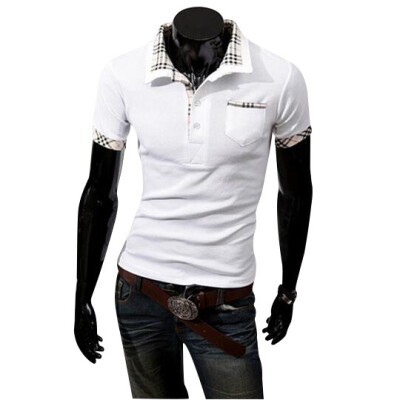 

Zogaa Men's Polo Shirt Grid Slim Fashion