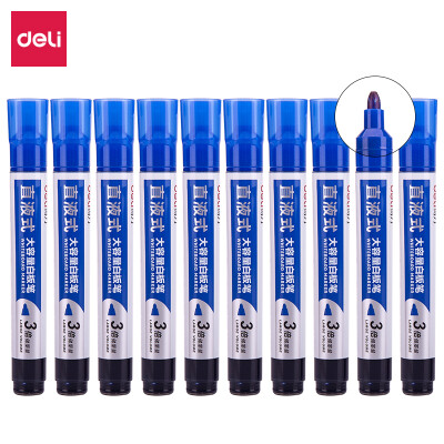 

Deli deli 10 office large capacity ink storage erasable easy to clean liquid type whiteboard pen blue S518