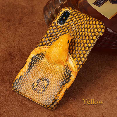 

Genuine Leather Phone Case For iPhone 8 Case Snake Head Rear cover Half-wrapped For For iPhone 6 6S 7 Plus X Back Cover