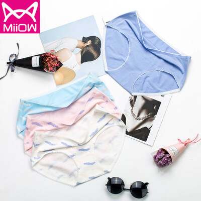 

Cat man&womens underwear comfortable&seamless solid color combed cotton underwear female middle waist sexy lace waist womens triangle underwear 4 gift box romantic printing XL 17090