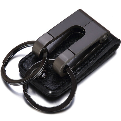 

Jingdong Supermarket JOBON Bangzhong key ring car key chain ring belt wear double-key ring to facilitate the removal of fiber leather ZB-050B black