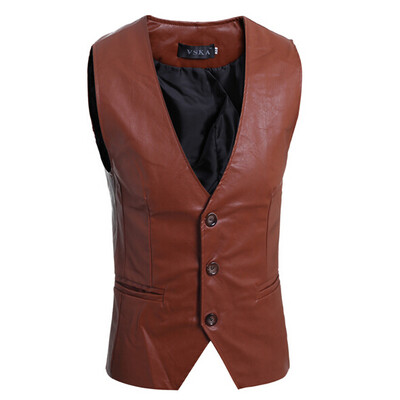 

Zogaa New Autumn Mens Leather Vest Slim Fashion Simple