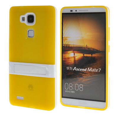 

MOONCASE Jelly Color Silicone Gel TPU Skin Slim With Stand Back Case Cover for Huawei Ascend Mate 7 Yellow
