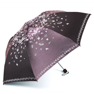 

Heaven full version printing full shading color flashing black plastic UV protection UPF50 three fold umbrella 30398E Haiyan Red