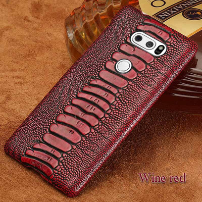 

Genuine Leather Phone Case For LG V30 Case Ostrich Foot Texture For LG G3 G4 Back Cover