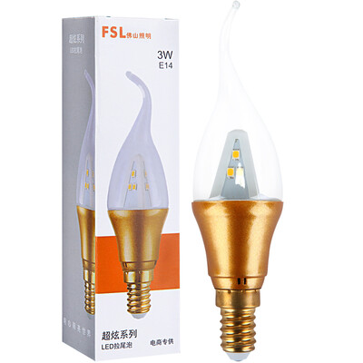

Foshan Lighting FSL LED wax tip bubble energy-saving lamps E14 small screw mouth pull tail foam daylight color 6500K 3W Hyun gold