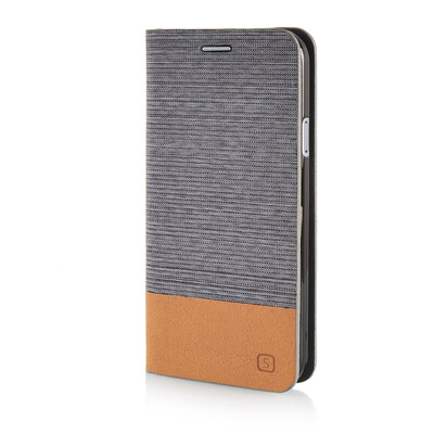 

MOONCASE Canvas Design Leather Side Flip Wallet Pouch Stand Shell Back ЧЕХОЛ ДЛЯ Samsung Galaxy E7 Dark Brown