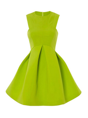 

Solid Color Sleeveless O-Neck Slim Bubble Skirt