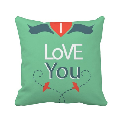 

Green I Love You Valentines Day Square Throw Pillow Insert Cushion Cover Home Sofa Decor Gift
