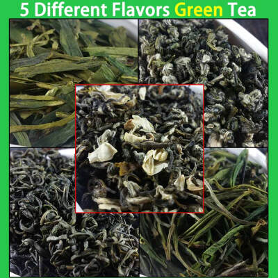 

5 Different Flavors Green Tea Organic Food Include Dragon Well Long Jing BiLuoChun Mao Jian Mao Feng Jasmine Te 46g In Total p