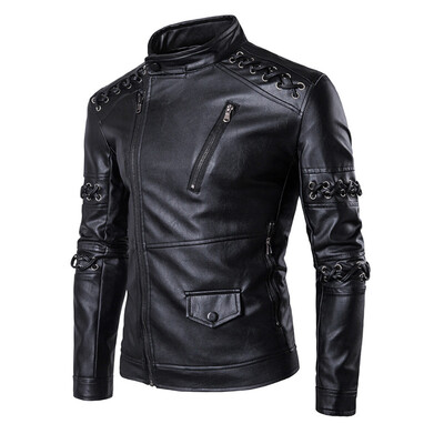 

Mens Fashion Quality Faux Fur Casual Long Sleeved Leather Jacket Coats Male Slim Fit Solid Color Zippers Collar Motorcycle Jacket