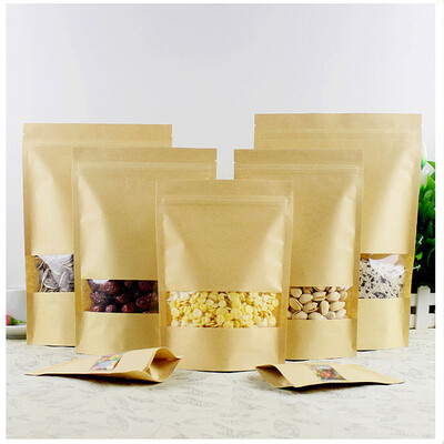 

YoujialiangpinSelf-upstanding thick kraft paper Ziplock bag Tea bag packaging bag Melon sealed bag Visual section 9143cm 100