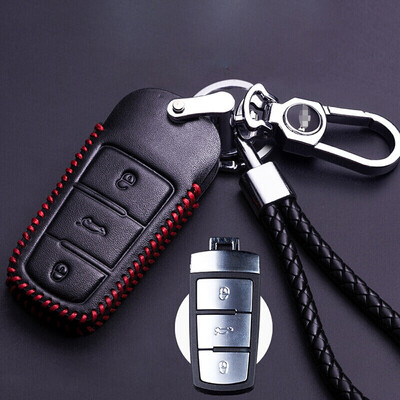 

Huashi public key package leather key bag buckle set car accessories B section folding three keys black black line