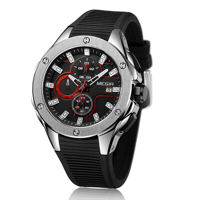 

MEGIR Men Sport Watch Chronograph Silicone Strap Quartz Army Military Watches Clock Men Top Brand Luxury Male Relogio Masculino