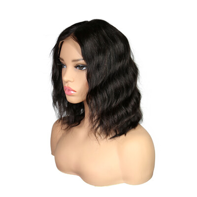 

T-top Hair Virgin Human Hair Lace Front Wig Natural Wave Bob Glueless Human Hair Wig Swiss Lace Natural Black With Natural Hairli