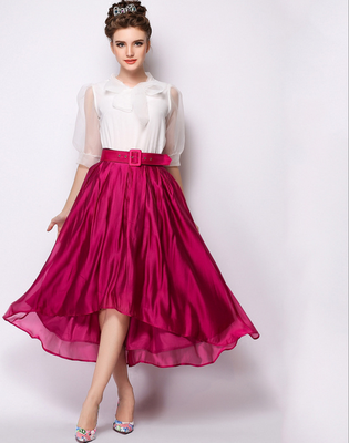 

Lovaru ™Temperament solid color chiffon skirts Europe station 2015 summer new fashion high waist skirt umbrella skirt
