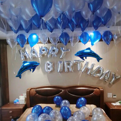 

Inkfish balloon blue ocean 3019 background wall decoration banquet decoration wedding room layout romantic couple adult blue birthday package party banquet decoration wedding room layout