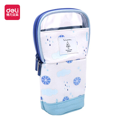 

Deli deli small fresh student pencil bag multi-function pencil case pencil storage box fresh blue 66791