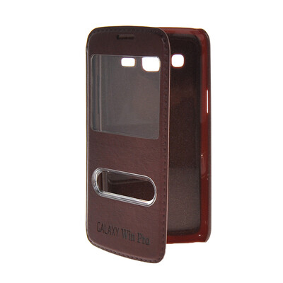 

MOONCASE View Window Leather Side Flip Pouch Stand Shell Back ЧЕХОЛ ДЛЯ Samsung Galaxy Win Pro G3812 Red