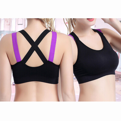

Women Yoga Push Up Sports Bra Gym Running Padded Tank Top Shockproof Strappy Vest