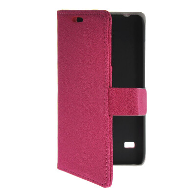 

MOONCASE Slim Leather Side Flip Wallet Card Slot Pouch with Kickstand Shell Back чехол для Huawei Ascend Y550 Hot pink