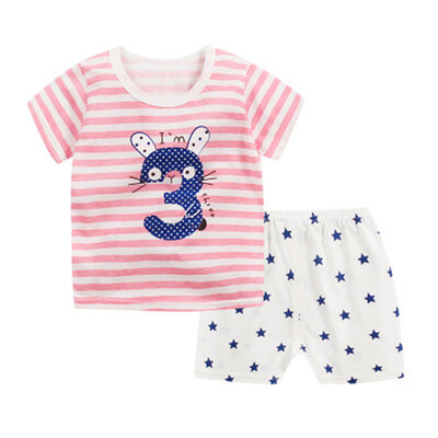 

2018 children Autumn Pajamas clothing Set Boys & girls Cartoon Sleepwear Suit Set kids 2-piece baby clothes