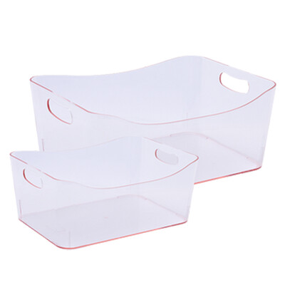 

NetEase carefully selected 2 pieces PS storage basket desktop cosmetics bathroom desk storage transparent purple 2 pieces