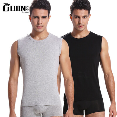

Ancient&modern mens vest cotton mens summer thin sweatshirt Slim sports stretch vest bottoming shirt EGGSJ53 2 pieces - wide shoulder light gray black XXL