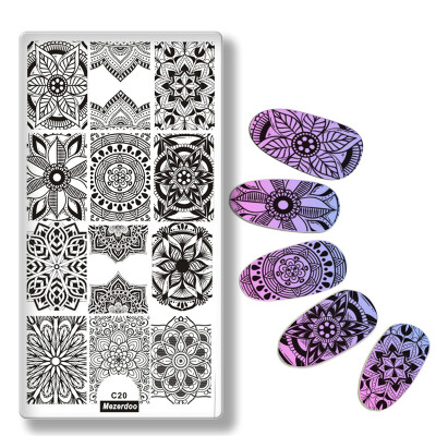 

New Plant Mandala Flowers Nail Art Stainless Plate Image Stamping Plates DIY Manicure Printing Template Plate Tools Mezerdoo C20