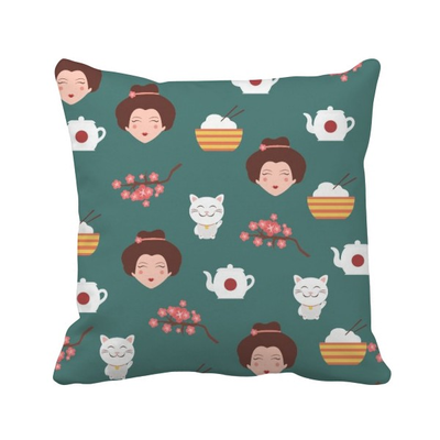 

Cat Sakura Rice Teapot Japan Square Throw Pillow Insert Cushion Cover Home Sofa Decor Gift