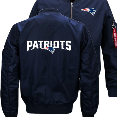 

PATRIOTS pattern Bomber Flight Flying Jacket Winter thicken Warm Zipper Men Jackets Anime Mens Casual Coat