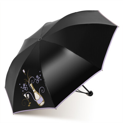 

Heaven small black umbrella fashion simple pattern vinyl anti-UV UPF50 sunny umbrella 30465E purple