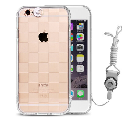 

Upgrade Transparent Silicone TPU Square Design Back Cover Case With Belt For Apple iPhone 6 6S Plus 47 55inth Free 2 Screen Films