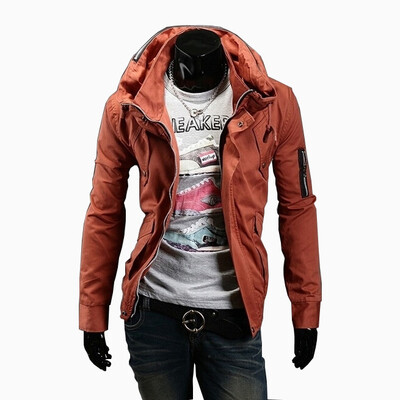 

Zogaa Double Collar Casual Pure Color Slim Mens Jacket