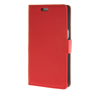 

MOONCASE Litch Skin Leather Card Slot Wallet Bracket Back Case Cover for Samsung Galaxy J1 Red