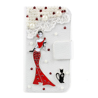 

Luxury Holder Wallet Leather Flip Case Cover For iPhone 4 4S For choose beauty in red