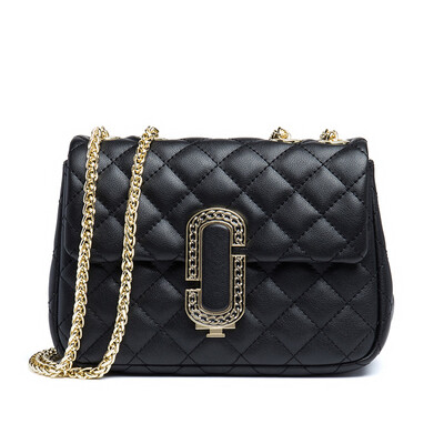 

Vini viney leather shoulder bag small fragrance rhombic chain bag slung packet tide classic black