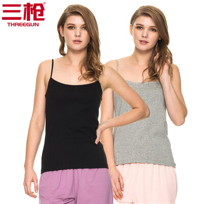 

Three guns cotton ladies slings skin rib stretch cotton solid color sling womens vest 2 pieces light gray black
