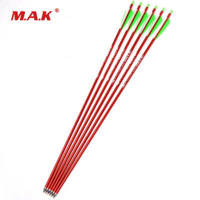 

6 pcs 30 inches Red Aluminum Arrows Spine 300 With 4 Inches Feather Replace Tips for Compound Bow Hunting Shooting