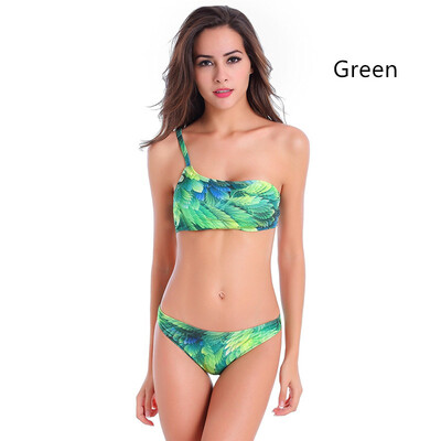 

New Gathering Sexy Green Leaves Bikini Set