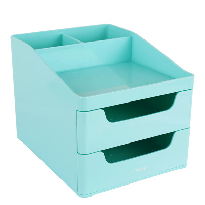 

Deli) 8900 large double multi-functional space-saving drawer-type storage box / storage box / makeup box light green