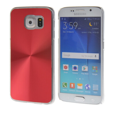 

MOONCASE CD Style Chrome Plated Brushed Aluminum Metal Back Plate Case Cove for Samsung Galaxy S6 Red